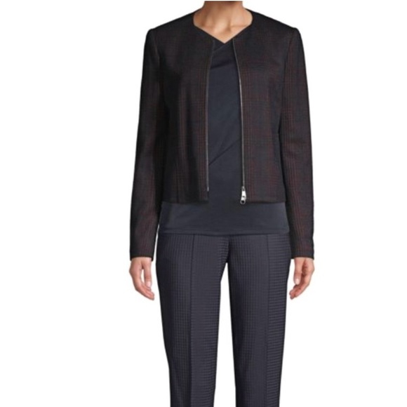 Hugo Boss NEW Javidar Bicolor Check Jersey Interlock Lady Jacket Size 14 - Picture 3 of 5